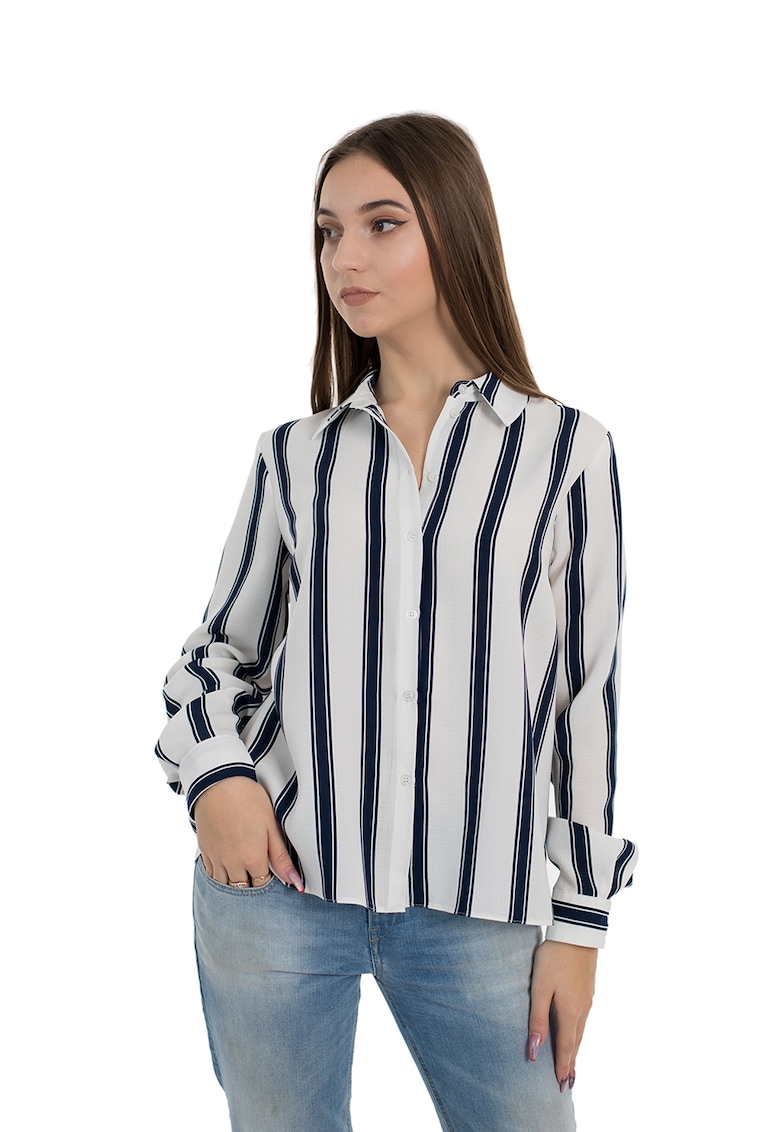 Риза Hermina с остра яка - Бял/Тъмносин RESENSE