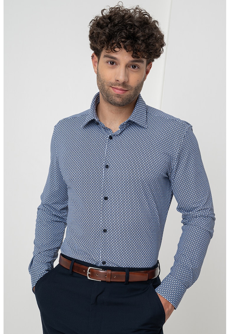 Риза Kenno с дълги ръкави - Бял/Син HUGO