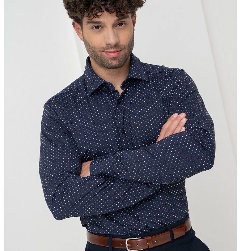 Риза Kenno с дълги ръкави - Тъмносин HUGO