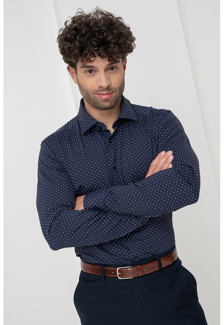 Риза Kenno с дълги ръкави - Тъмносин HUGO