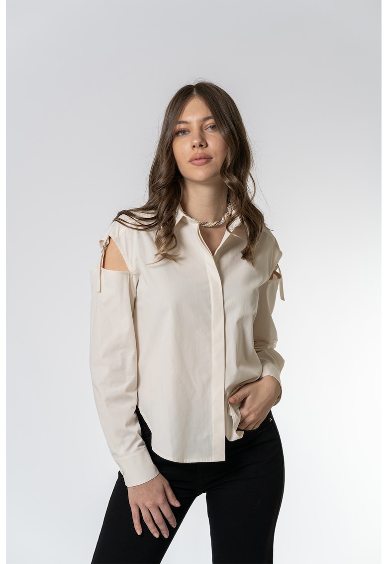 Риза Krista с дълги ръкави и свободна кройка - Крем Hermosa