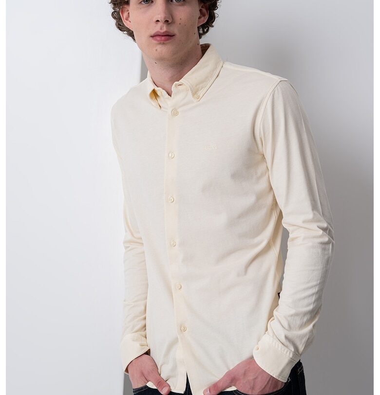 Риза Myjersey с копчета на яката - Светло бежово BOSS