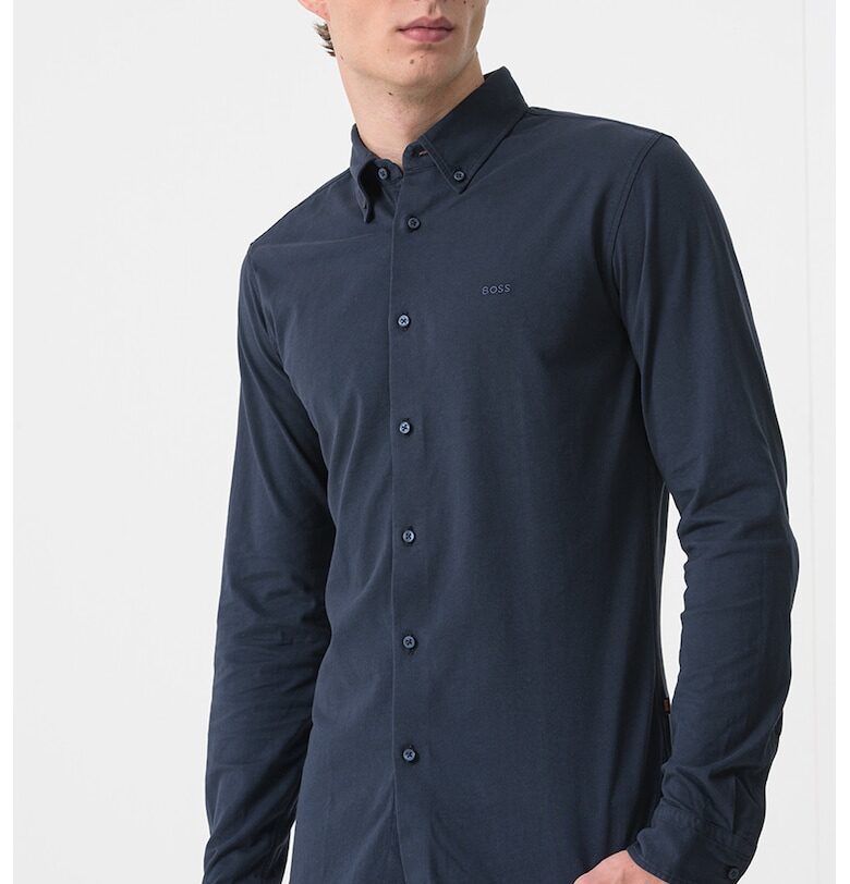 Риза Myjersey с копчета на яката - Ултрамарин синьо BOSS