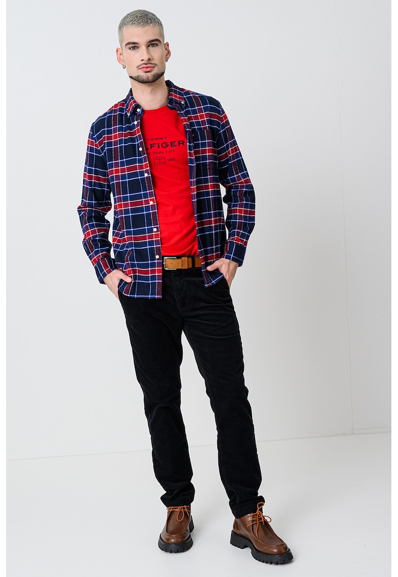 Риза Oxford на каре - Бял/Бордо/Тъмносин Tommy Hilfiger
