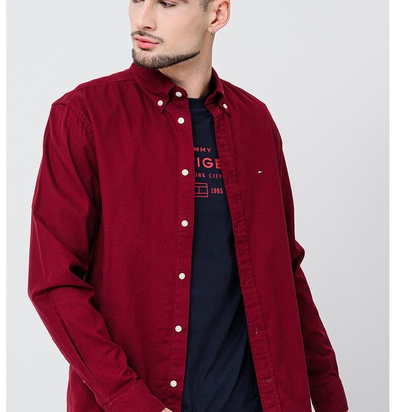 Риза Oxford с памук - Бордо Tommy Hilfiger