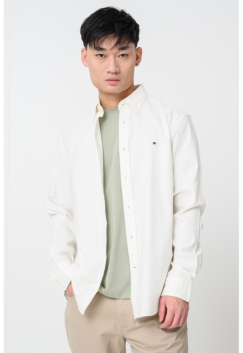 Риза Oxford с памук - Мръснобял Tommy Hilfiger