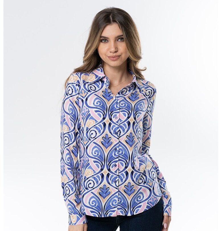 Риза Urania с принт - Син/Крем Hermosa