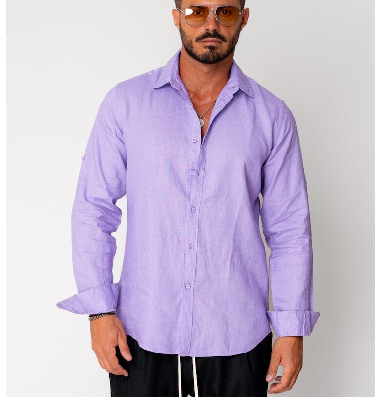 Риза от 100% лен - лилава - 17303 - Лилав uFIT