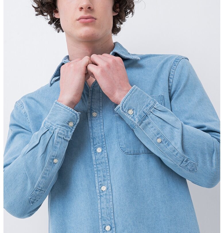 Риза от деним с джоб - Тъмносин Tommy Hilfiger