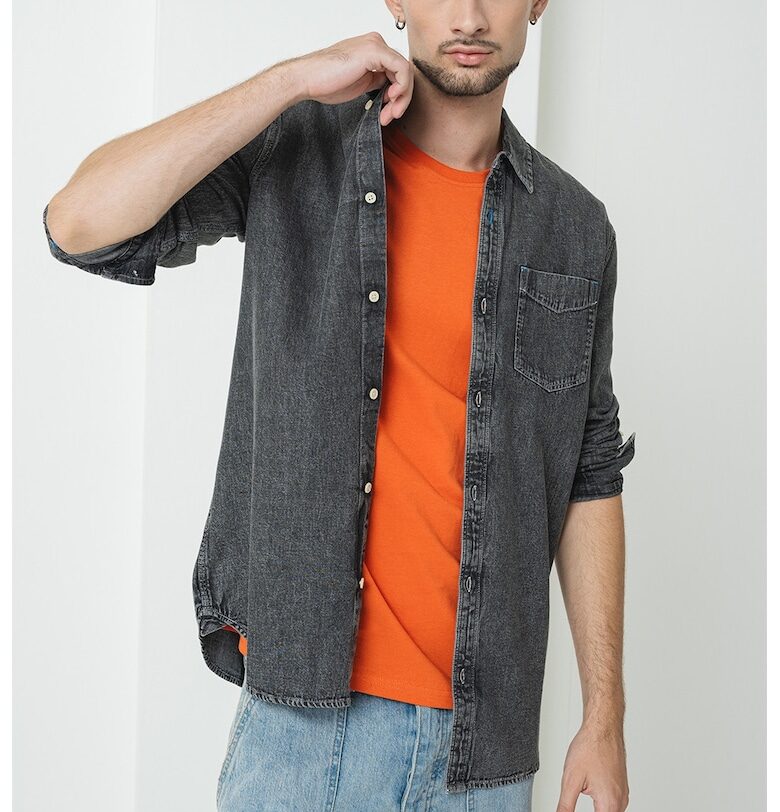 Риза от деним с джоб на гърдите - Черен меланж Scotch  Soda