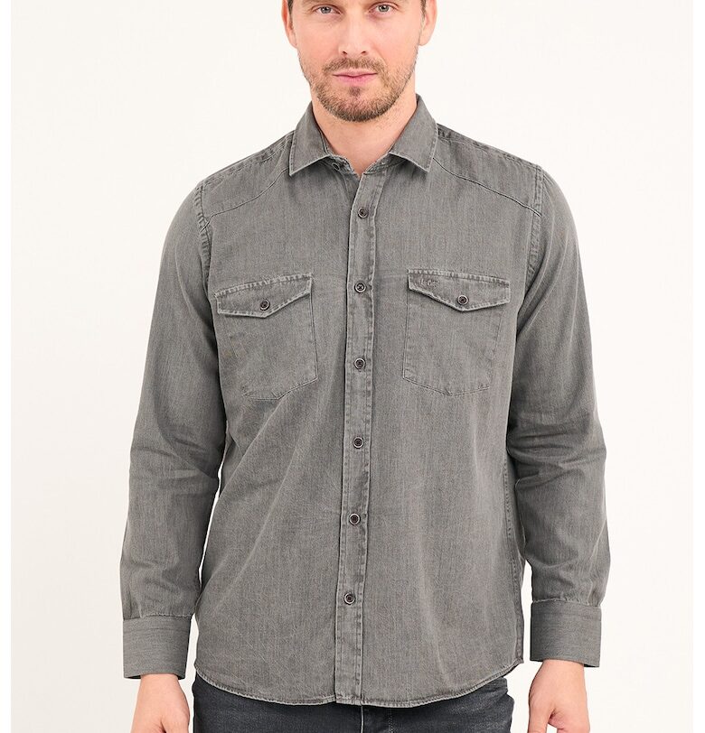 Риза от деним с джобове на гърдите - Tъмносив Lee Cooper
