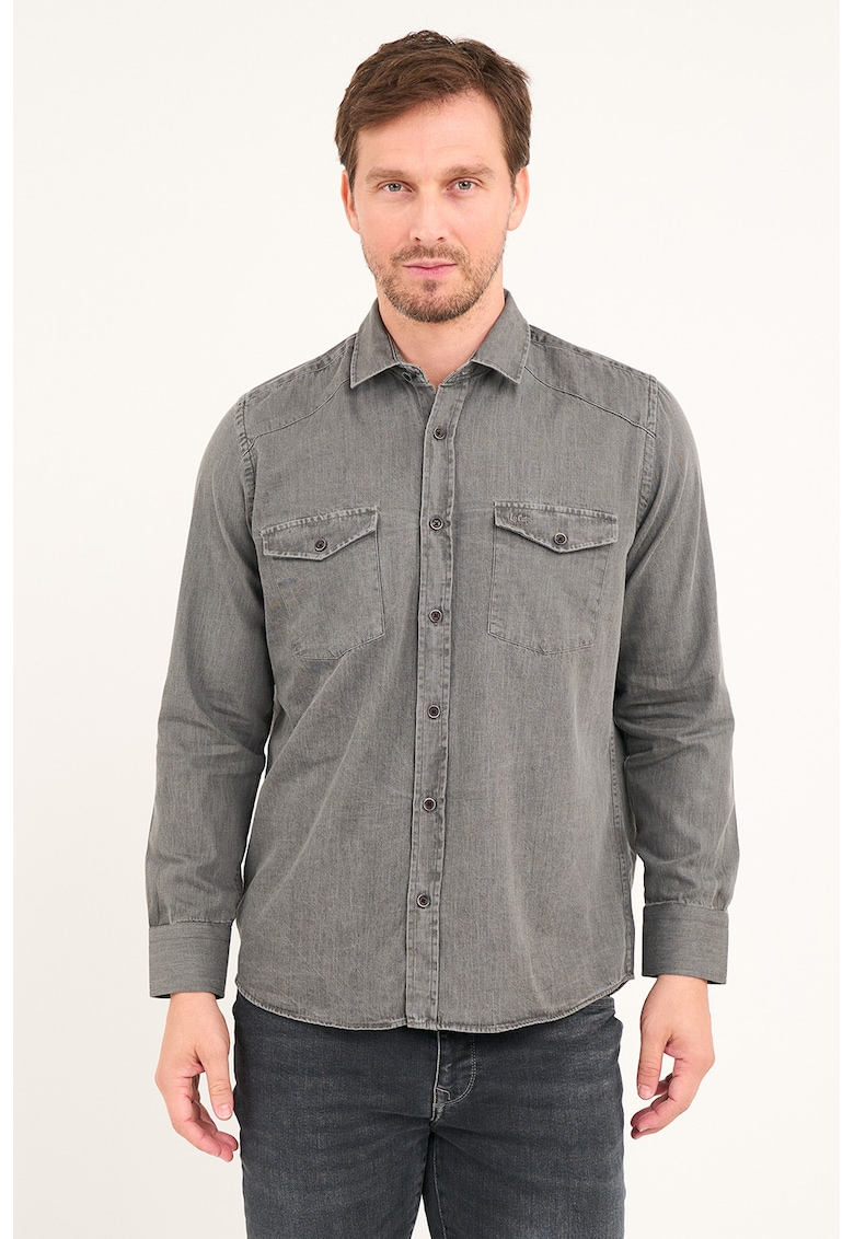 Риза от деним с джобове на гърдите - Tъмносив Lee Cooper