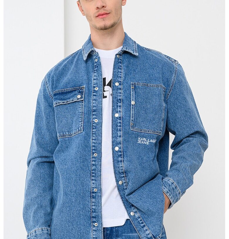 Риза от деним с джобове на гърдите - Син KARL LAGERFELD JEANS