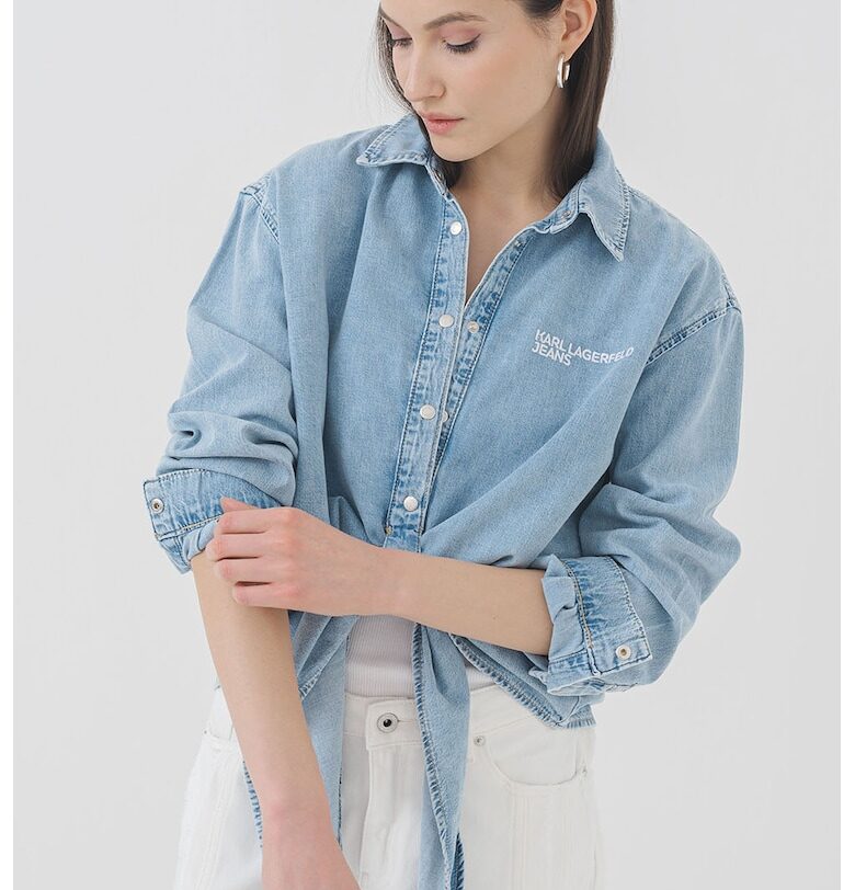 Риза от деним с копчета - Светлосин KARL LAGERFELD JEANS