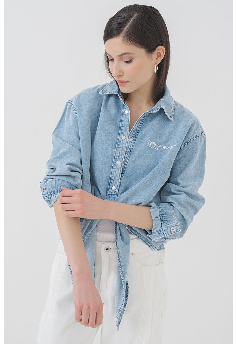 Риза от деним с копчета - Светлосин KARL LAGERFELD JEANS