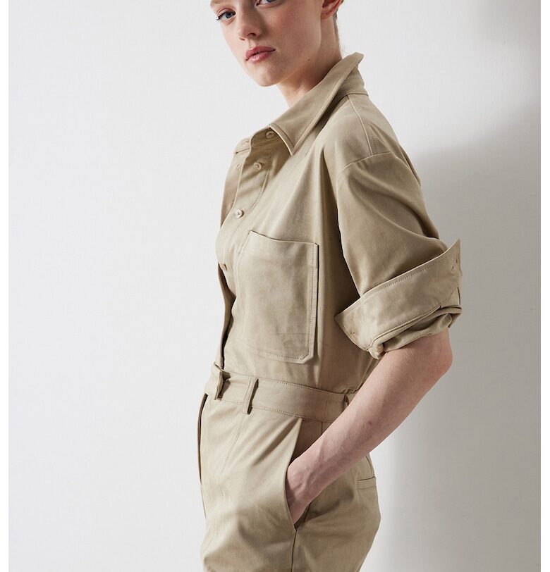 Риза от еко кожа - Бежов Ipekyol