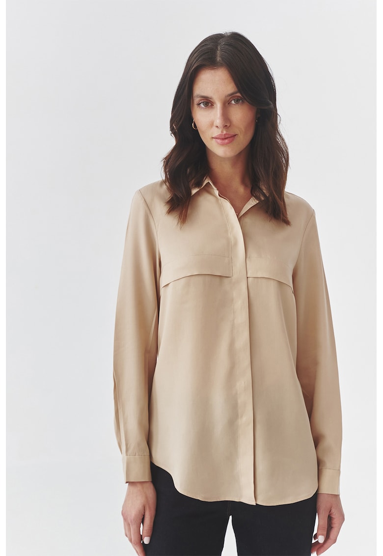 Риза от лиосел с дълги ръкави - Бежов Tatuum