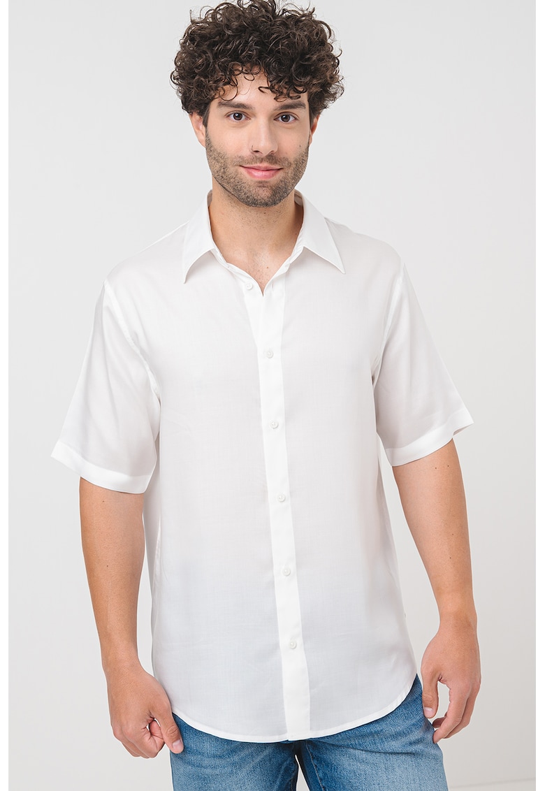 Риза от лиосел с къси ръкави - Бял ARMANI EXCHANGE