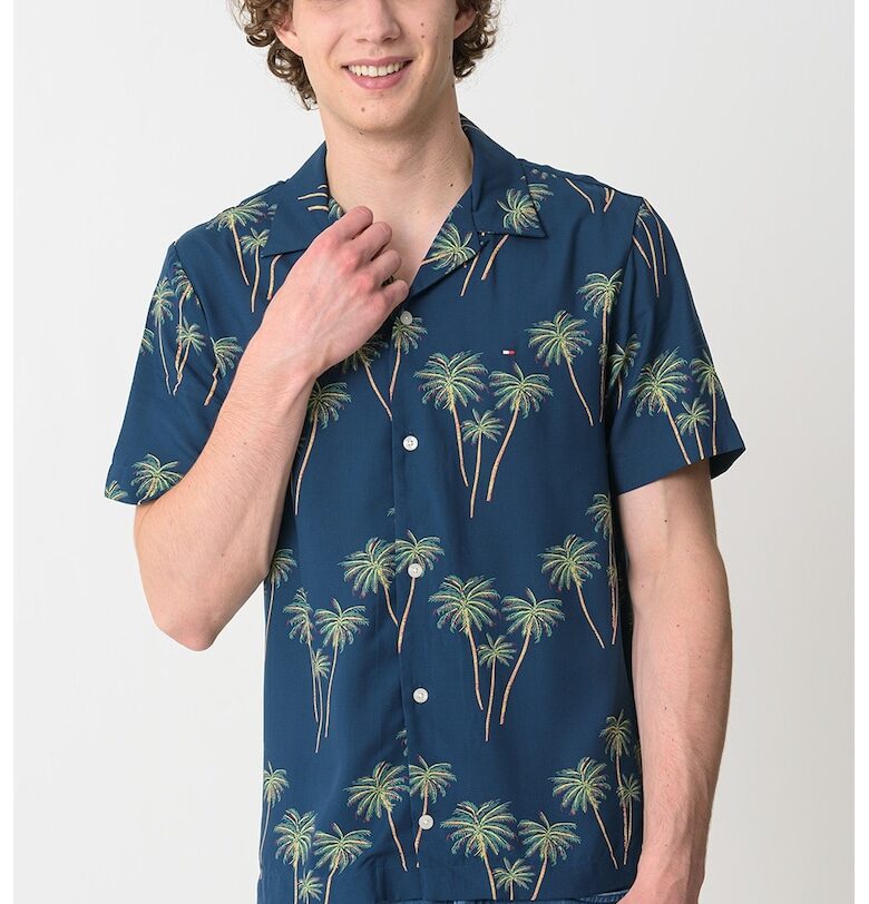 Риза от модал с принт - Зелен/Тъмносин Tommy Hilfiger