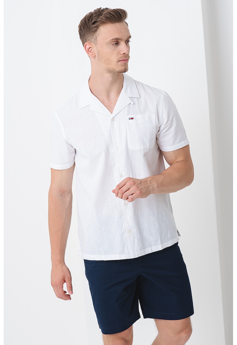 Риза от органичен памук и лен - Мръснобял Tommy Jeans