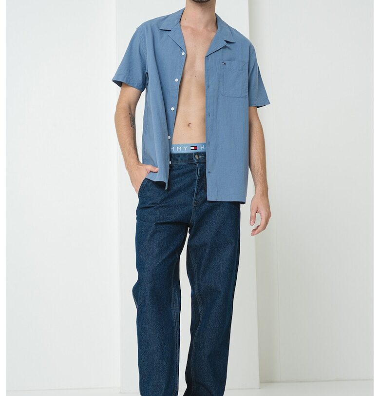 Риза от органичен памук и лен - Прашно синьо Tommy Jeans