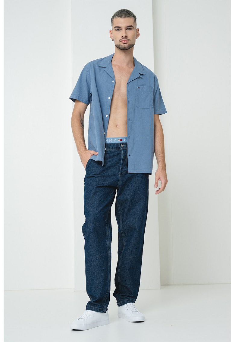 Риза от органичен памук и лен - Прашно синьо Tommy Jeans