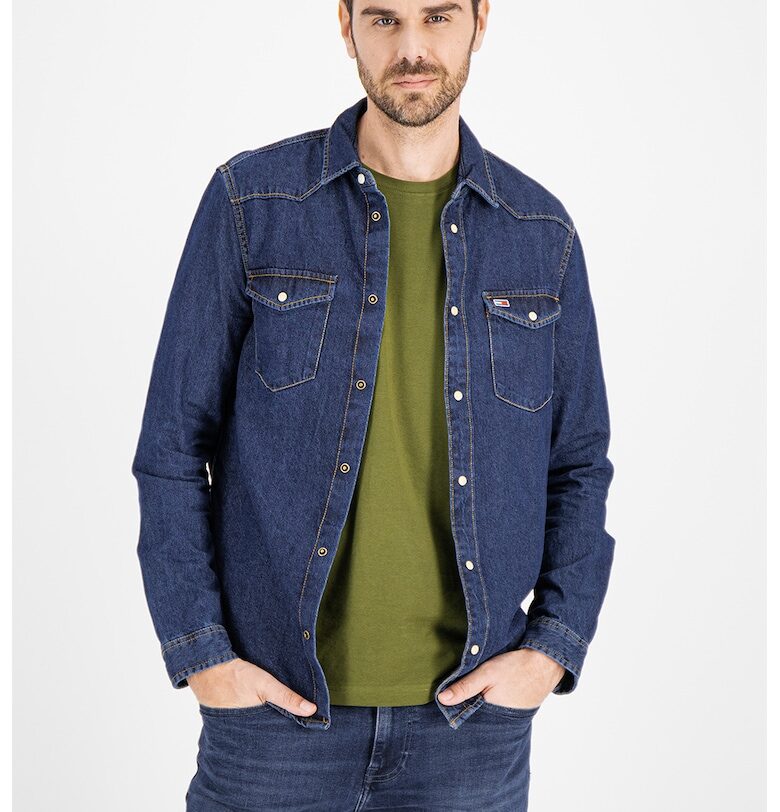 Риза от органичен памук с капси - Тъмносин Tommy Jeans