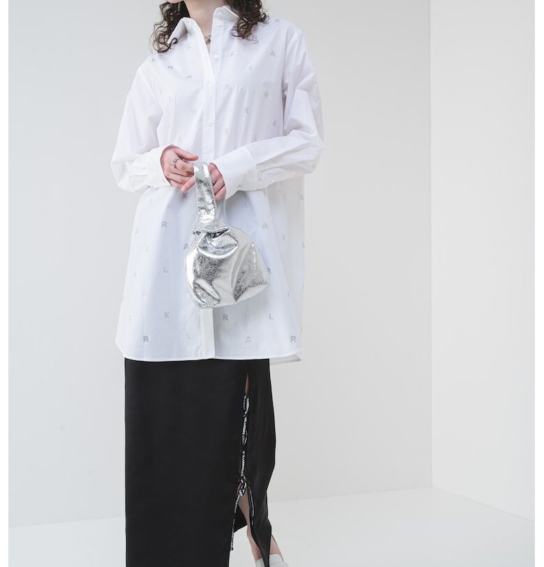 Риза от органичен памук с лого - Бял Karl Lagerfeld