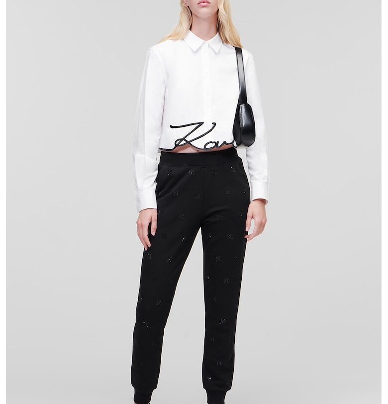 Риза от органичен памук с лого - Бял Karl Lagerfeld