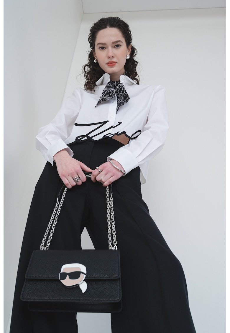 Риза от органичен памук с лого - Бял Karl Lagerfeld