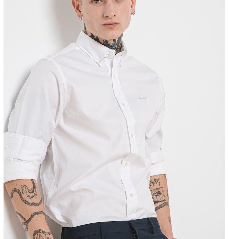 Риза от памук с лого - Бял Gant