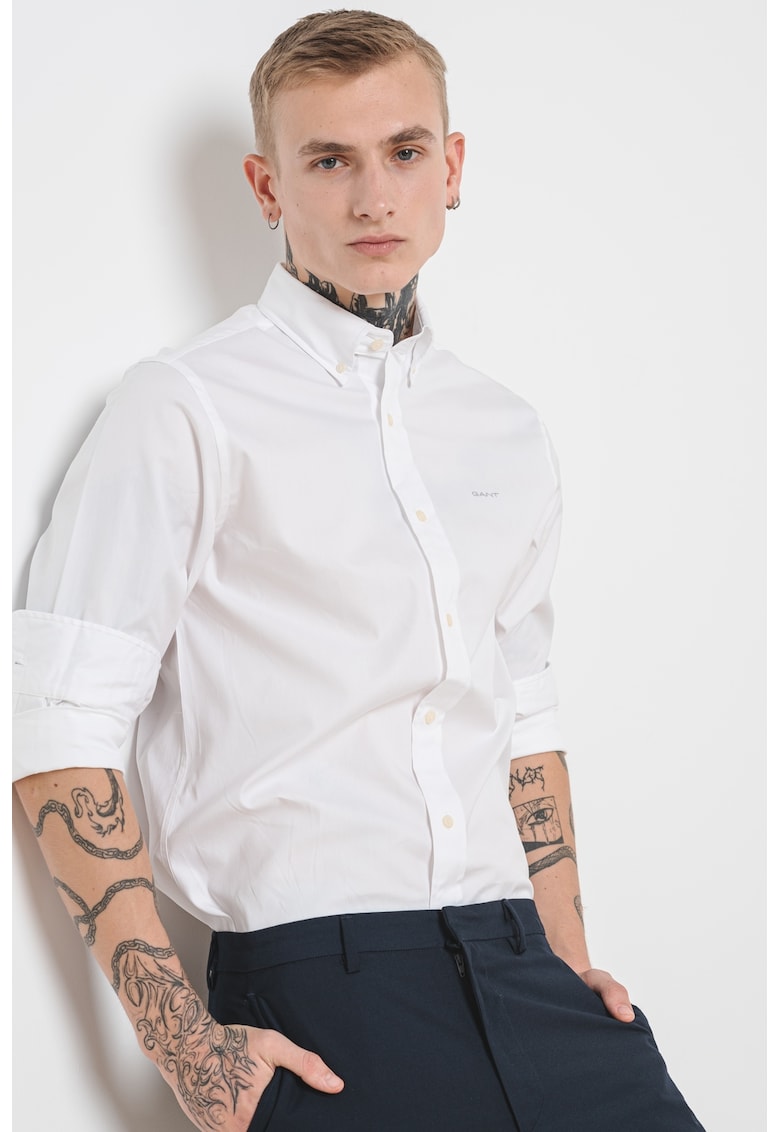 Риза от памук с лого - Бял Gant