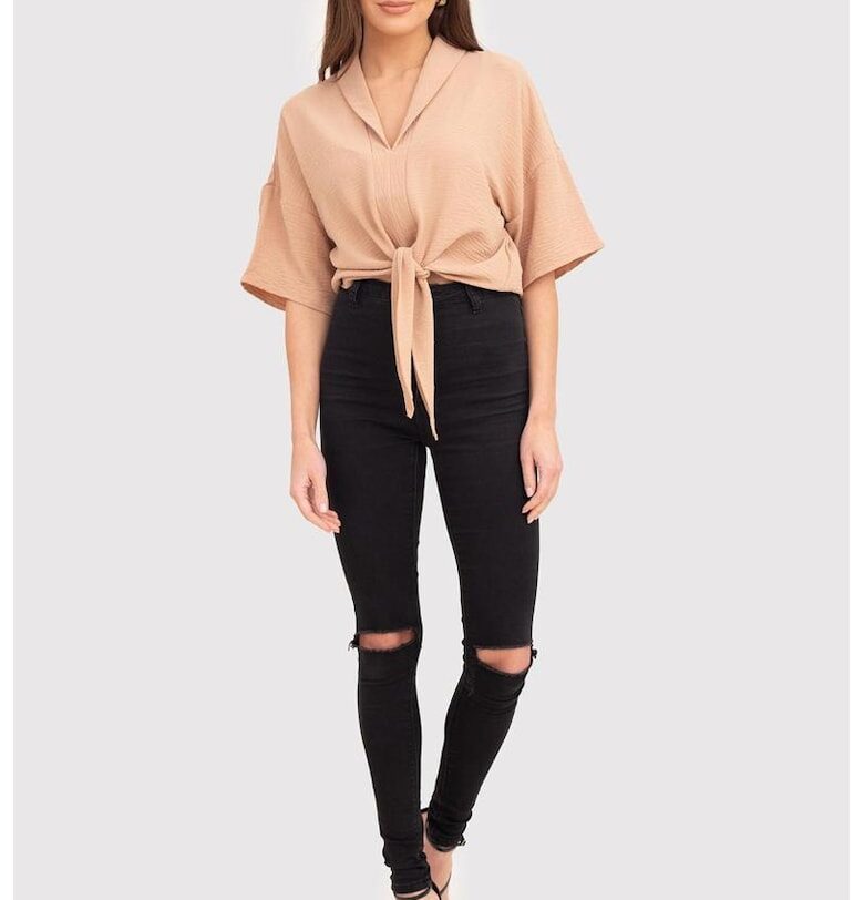 Риза с V-образно деколте Ta572 - Бежов Ax Paris