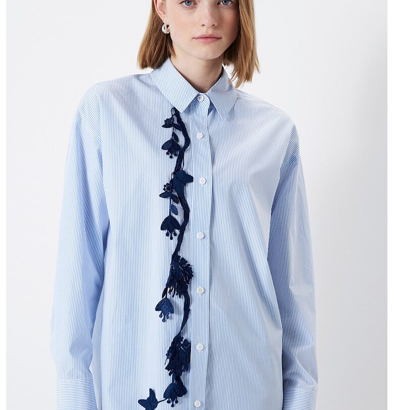 Риза с бродерии - Бял/Пастелносин/Тъмносин Ipekyol