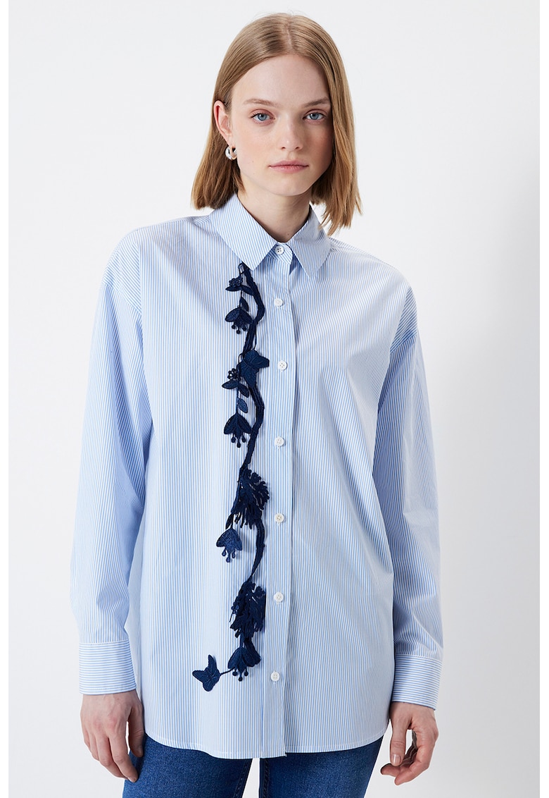 Риза с бродерии - Бял/Пастелносин/Тъмносин Ipekyol