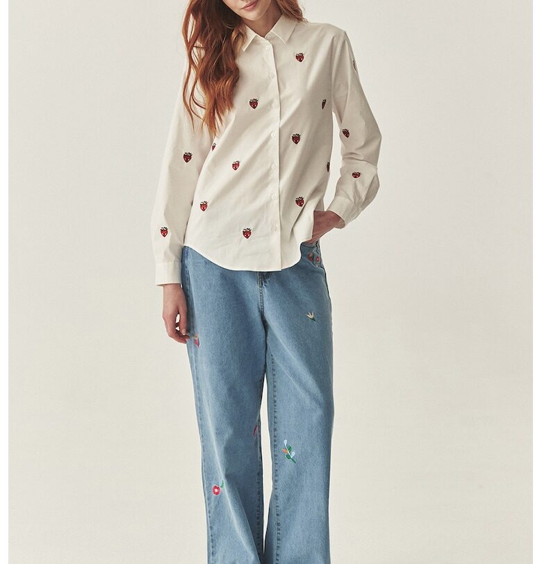 Риза с бродерии - Червен/Бял Tatuum