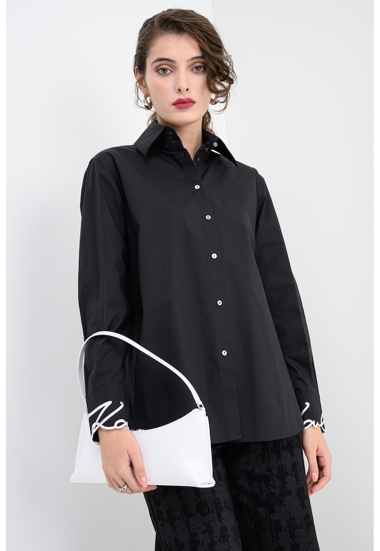 Риза с бродирано лого на маншетите - Черен Karl Lagerfeld