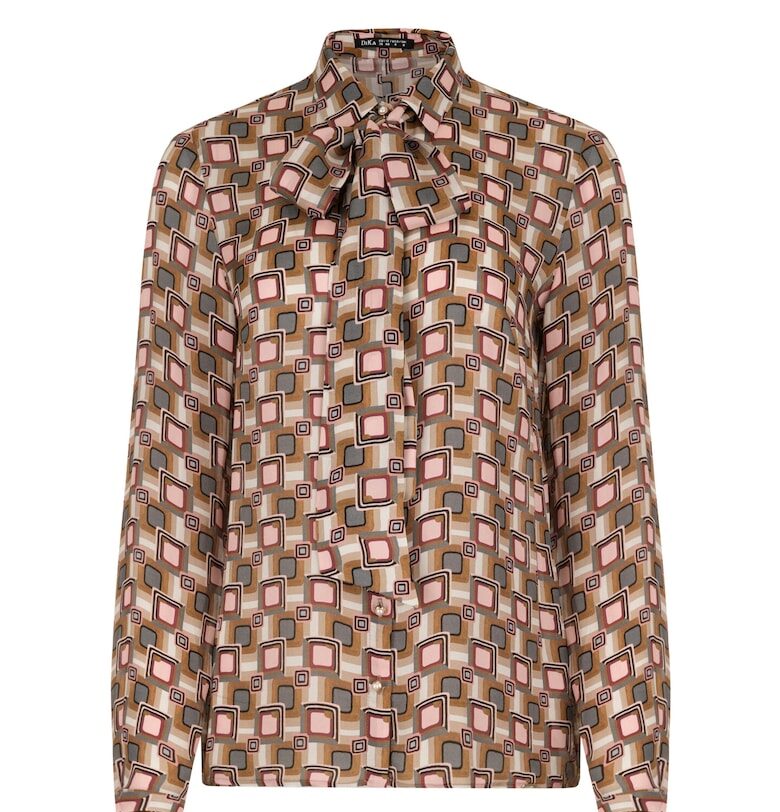 Риза с геометричен десен и панделка DiKa