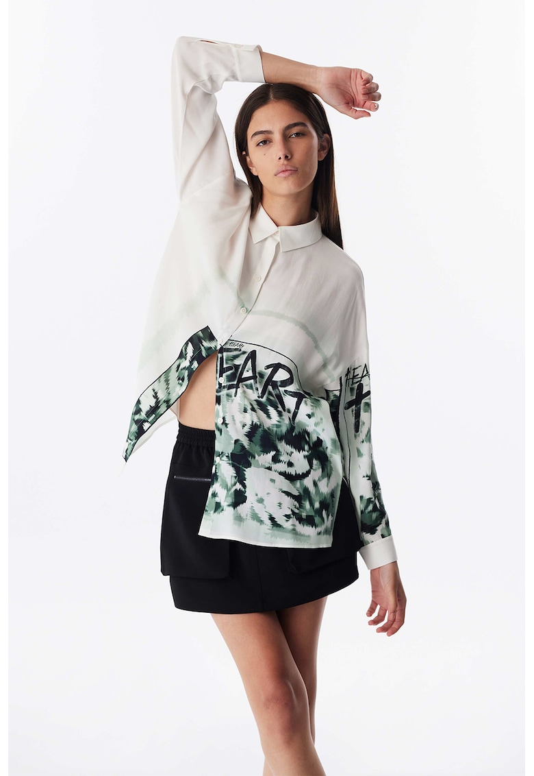 Риза с графика - Бял/Зелен TWIST