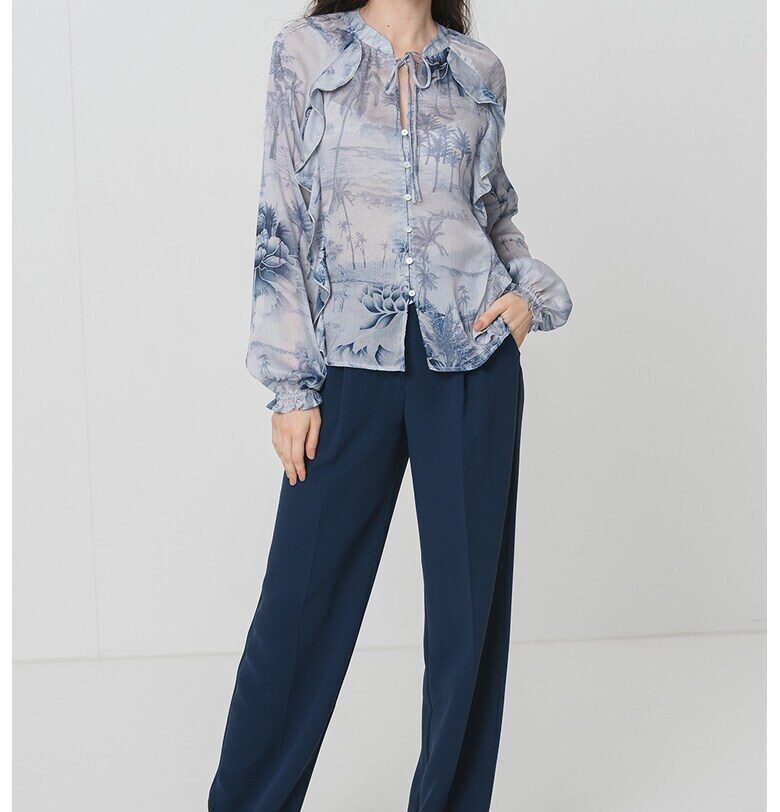 Риза с графика - Тъмносин/Прашно синьо GUESS