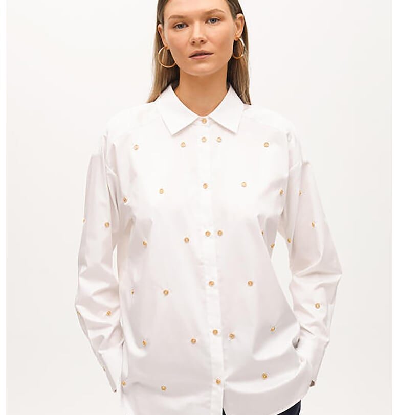 Риза с декоративни копчета - Жълт/Бял Lola casademunt