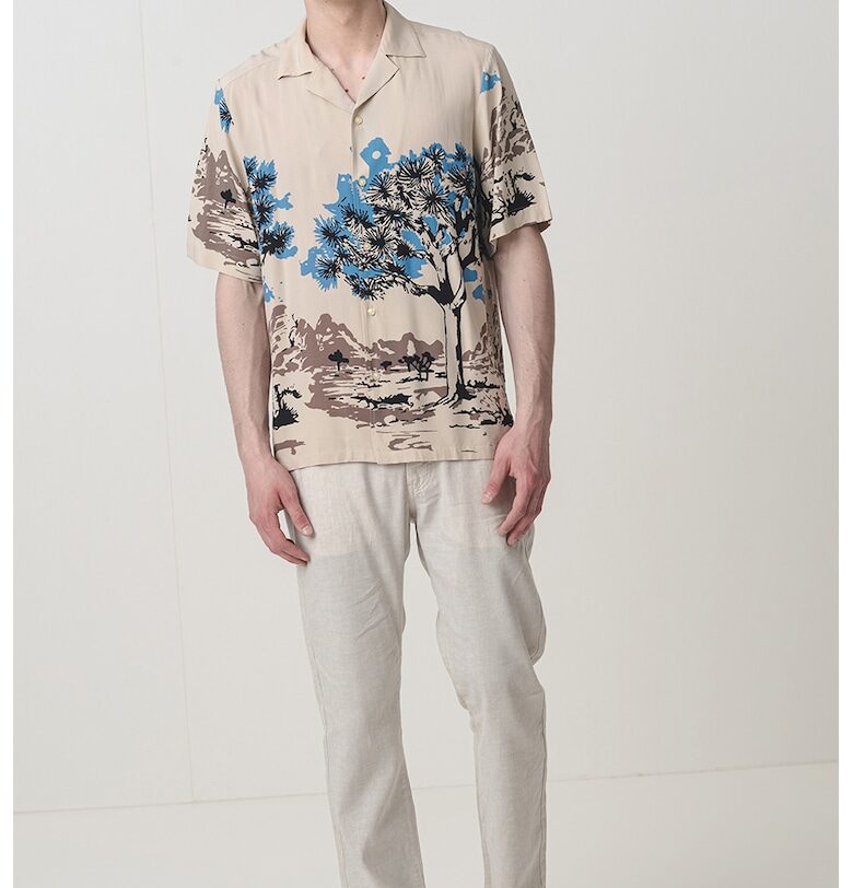 Риза с десен - Черен/Светлосин/Сиво-бежов BOSS