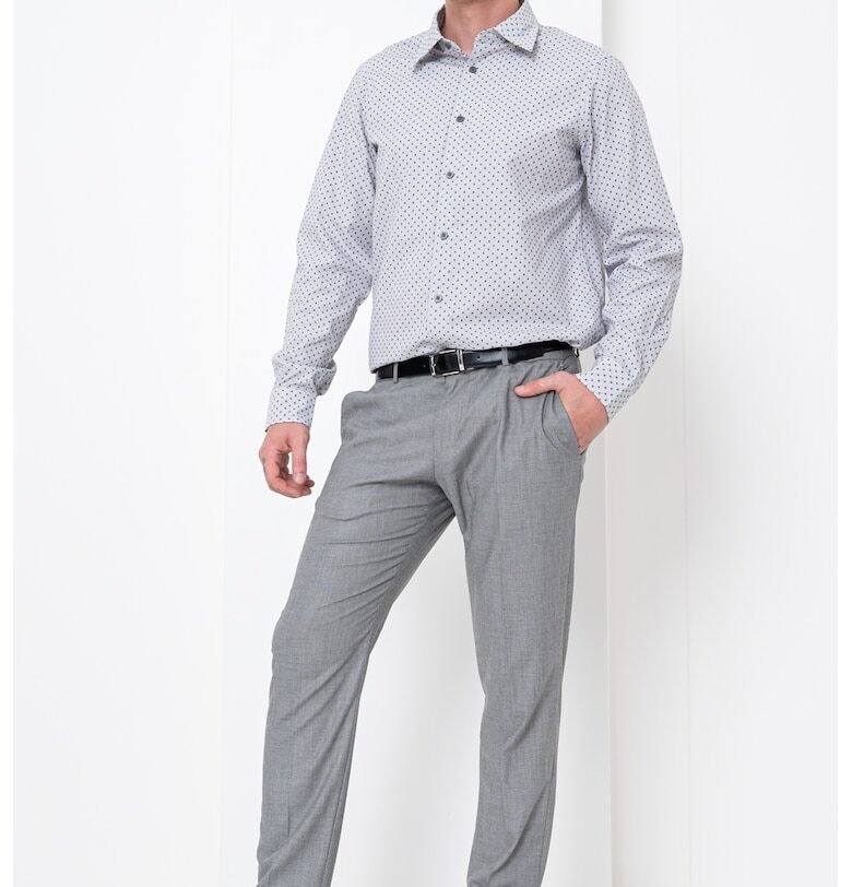 Риза с десен и класическа яка - Бял/Черен/Tъмносив ARMANI EXCHANGE