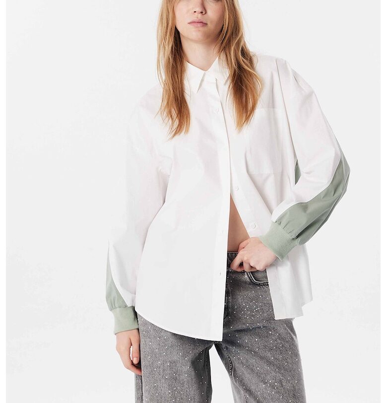 Риза с джоб - Бял/Бледозелен TWIST