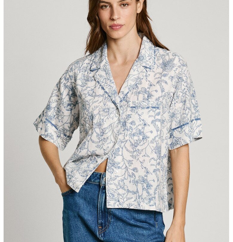 Риза с джоб - Бял/Тъмносин Pepe Jeans London