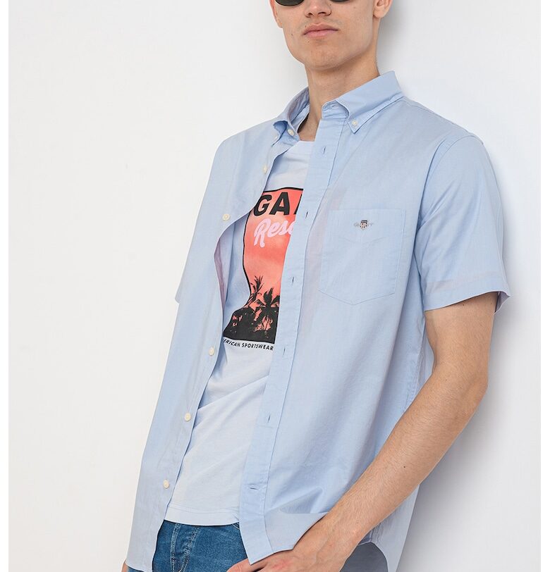 Риза с джоб на гърдите - Светлосин Gant