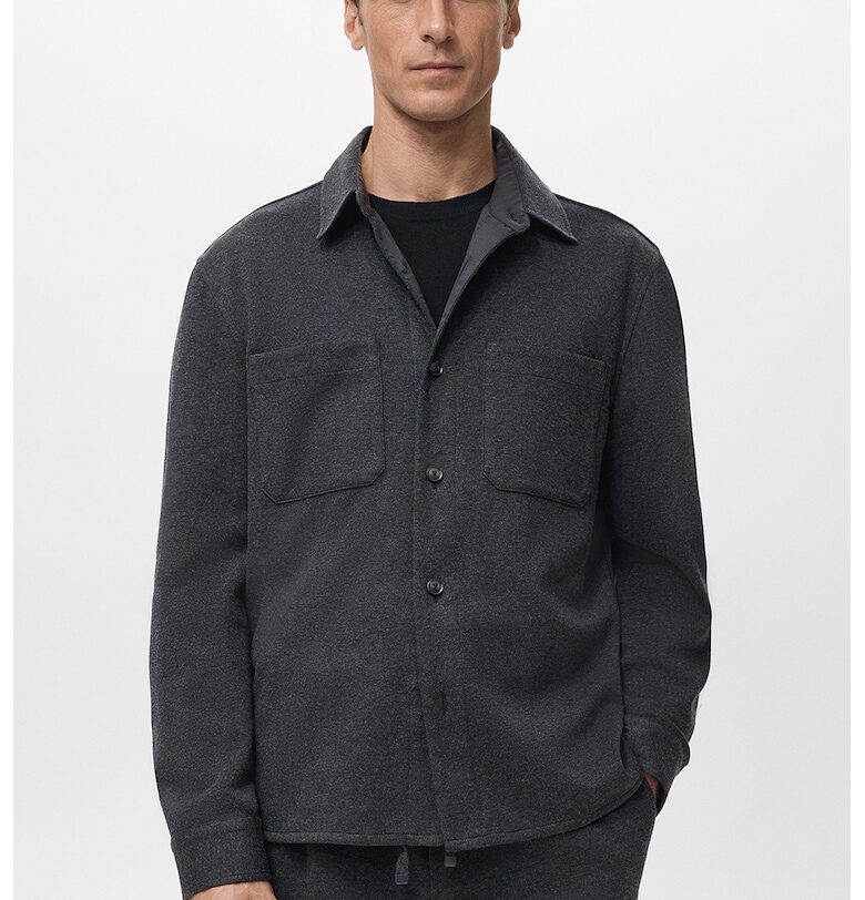 Риза с джобове на гърдите - Tъмносив Mango