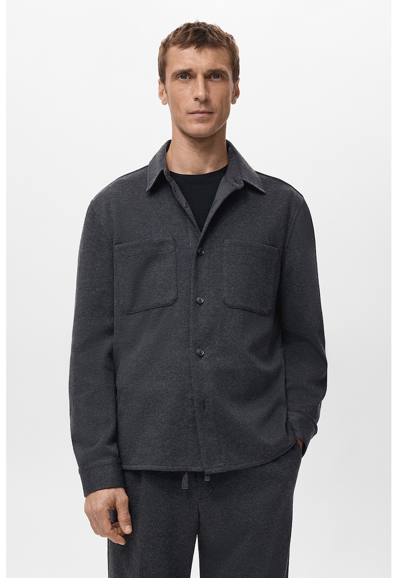 Риза с джобове на гърдите - Tъмносив Mango