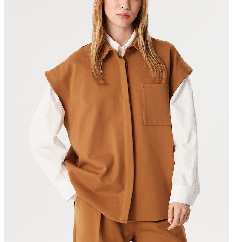 Риза с дизайн 2 в 1 - Бял/Карамел TWIST