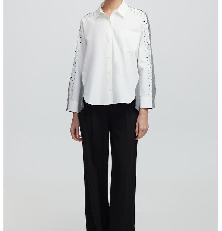 Риза с дизайн 2 в 1 - Бял/Сив Ipekyol